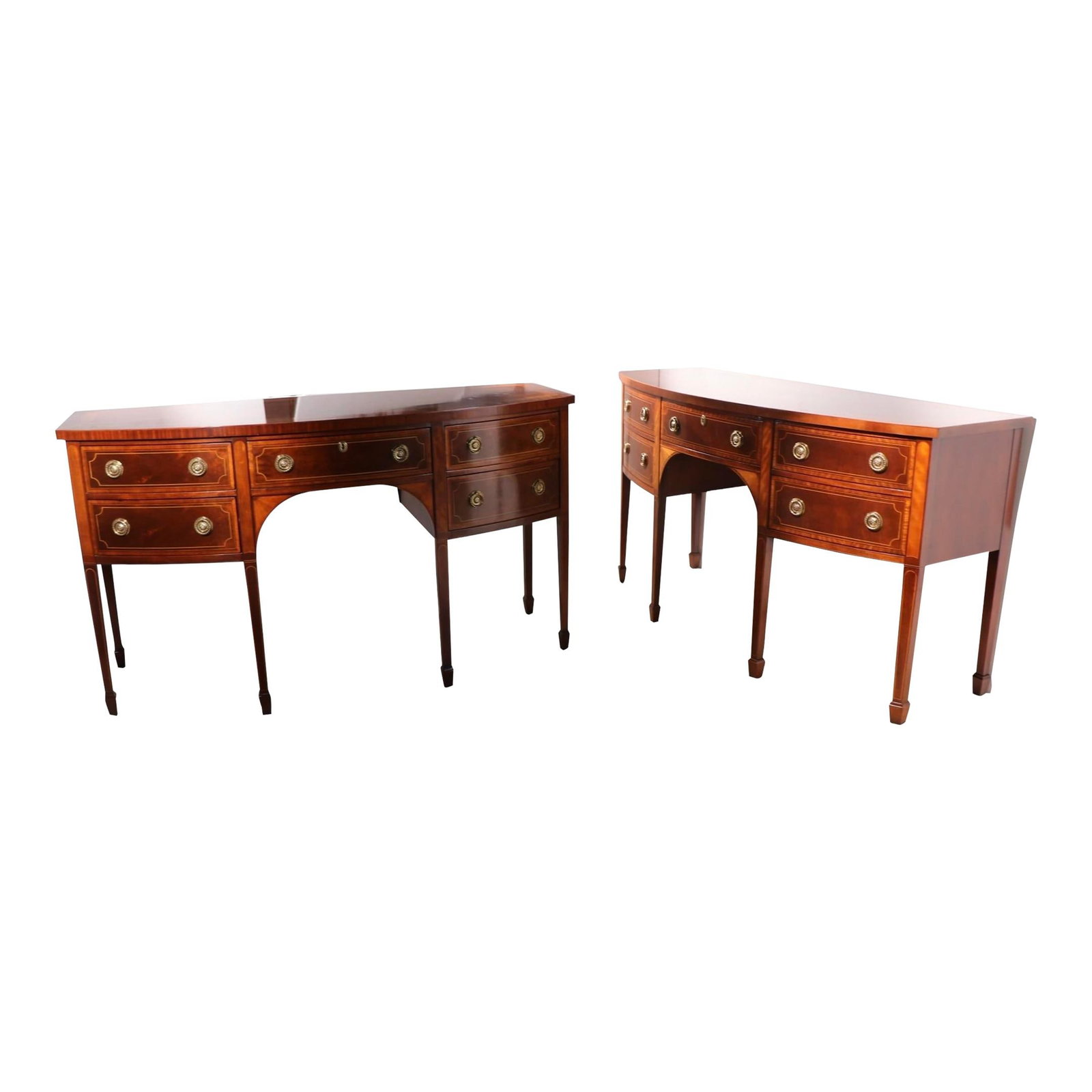 Pair of Baker Historic Charleston Mahogany Sideboards: Pair of Baker Historic Charleston Mahogany Sideboards Discover this remarkable pair of Baker Furniture sideboards from the Historic Charleston Collection, showcasing exceptional quality and craftsmans