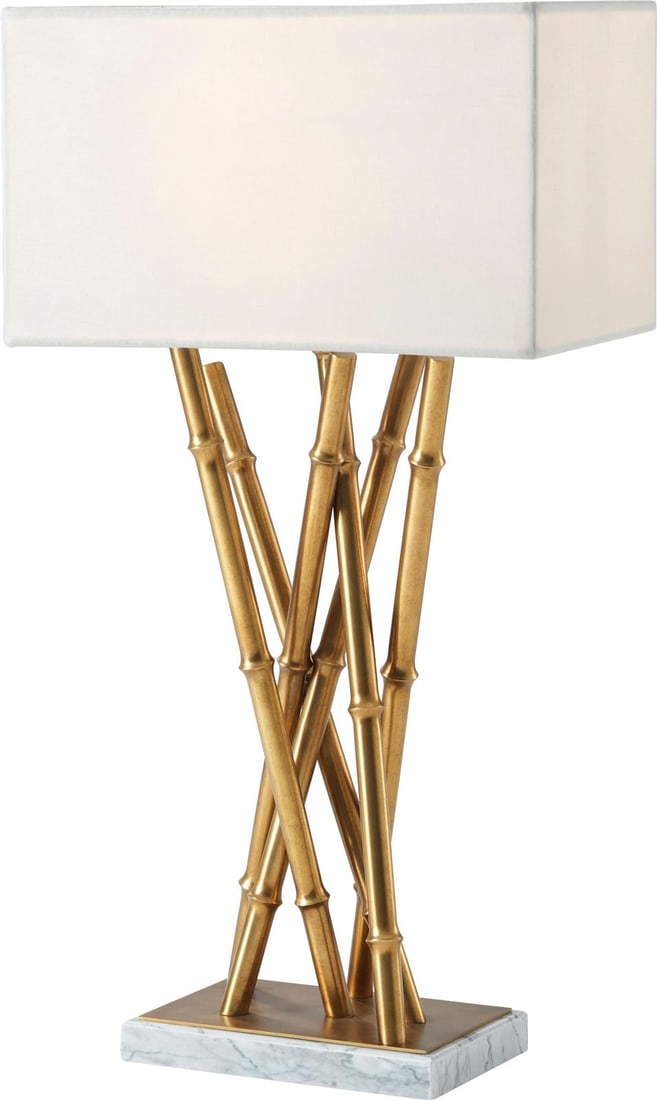 Theodore Alexander Kesden Brass Marble Table Lamp Ivory 32H 17W 11D (1 of 4)