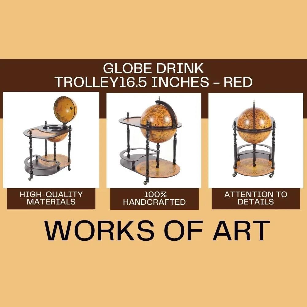 Nautical Mahogany Globe Bar Cart with Hidden Cabinet (1 of 18)