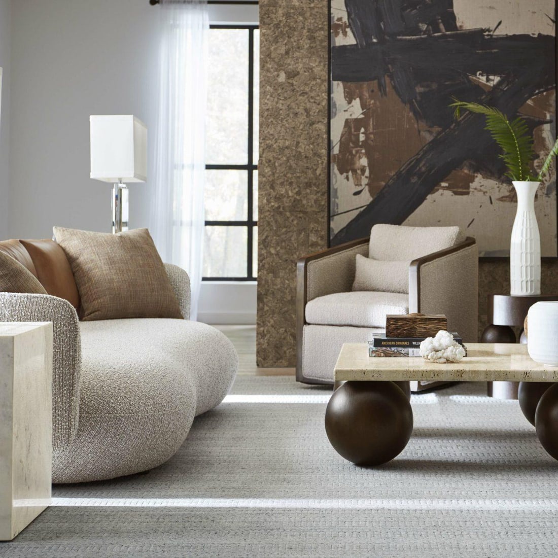 Alder Tweed Bond Sofa Oyster Beige Stylish 101W x 42D (1 of 1)