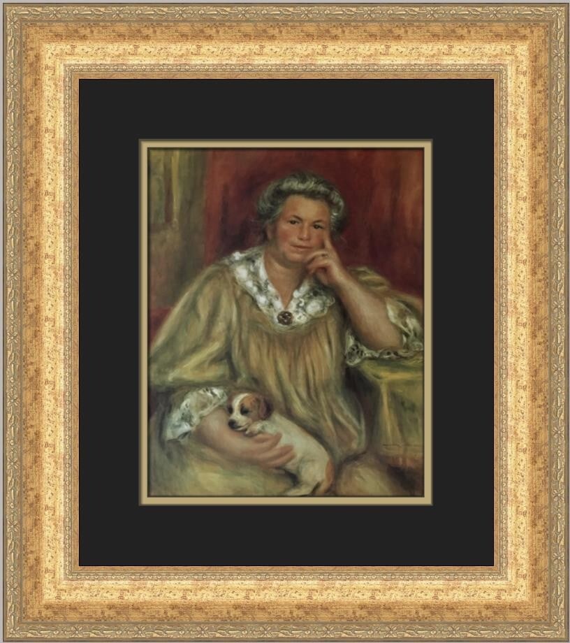 Pierre-Auguste Renoir Portrait of Mme Renoir with Dog Custom Framed Print (1 of 2)