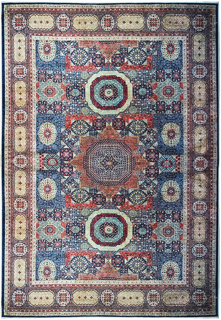 5.3 x 7.5 Mamlook Area Rug Blue Bamboo Silk Turkey: 5.3 x 7.5 Mamlook Area Rug Blue Bamboo Silk Turkey Free continental US Shipping Enhance your living space with the 5.3 x 7.5 Mamlook Design Rug, a perfect fusion of traditional elegance and modern fla