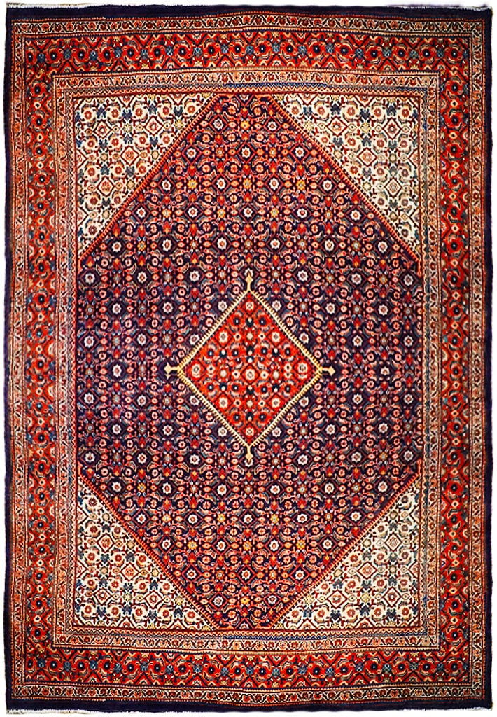 9.6 x 12.11 Handmade Semi-Antique Persian Herati Rug in Eggplant Purple (1 of 6)