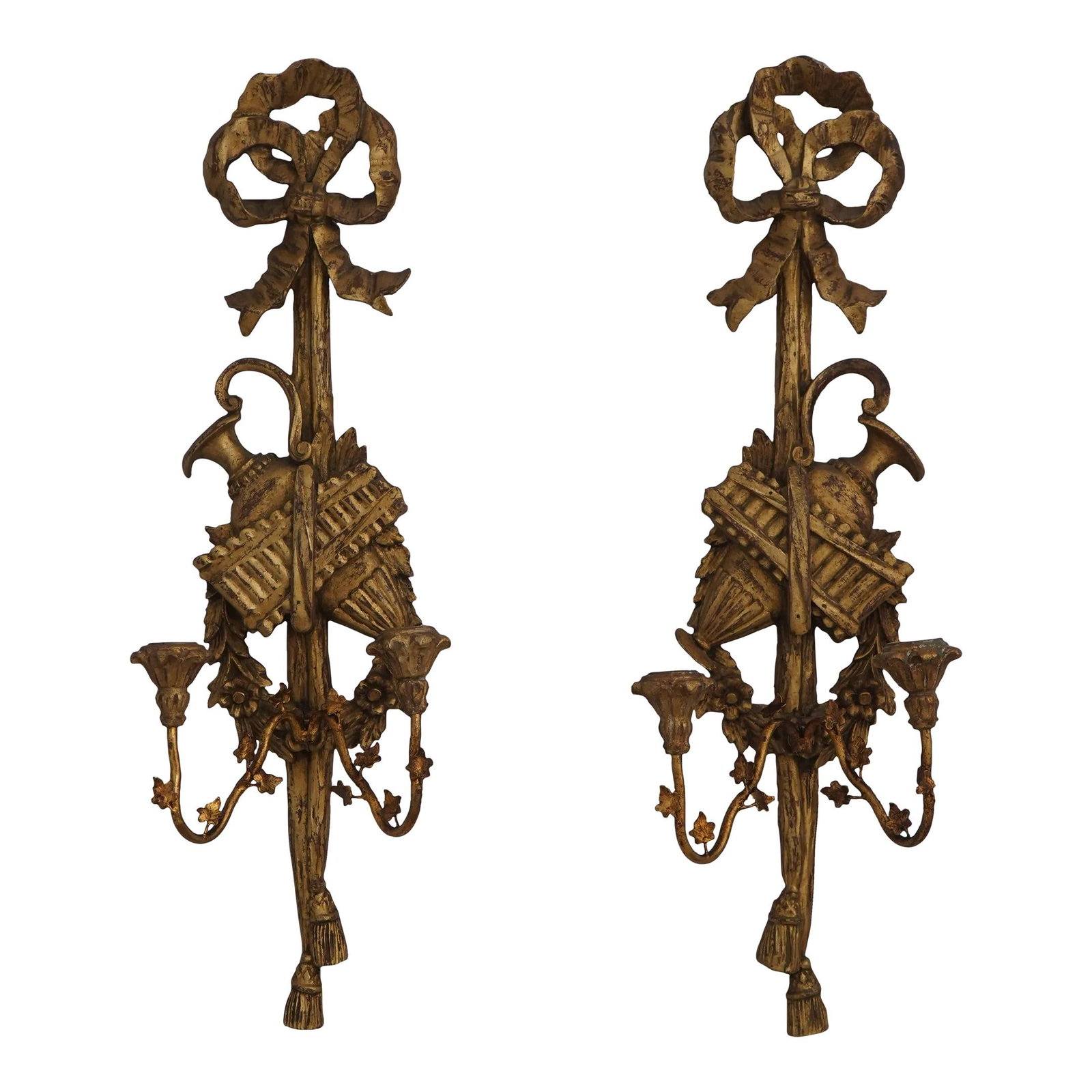 Exquisite Italian Gold Giltwood Regency Candelabra Wall Sconces Pair (1 of 10)