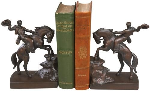 American West Lodge Style Resin Cowboy Horse Bookends: American West Lodge Style Resin Cowboy Horse Bookends This item is made at time of order. Please allow 42 to 70 days for production. Enhance your home decor with these charming Resin Cowboy and Horse