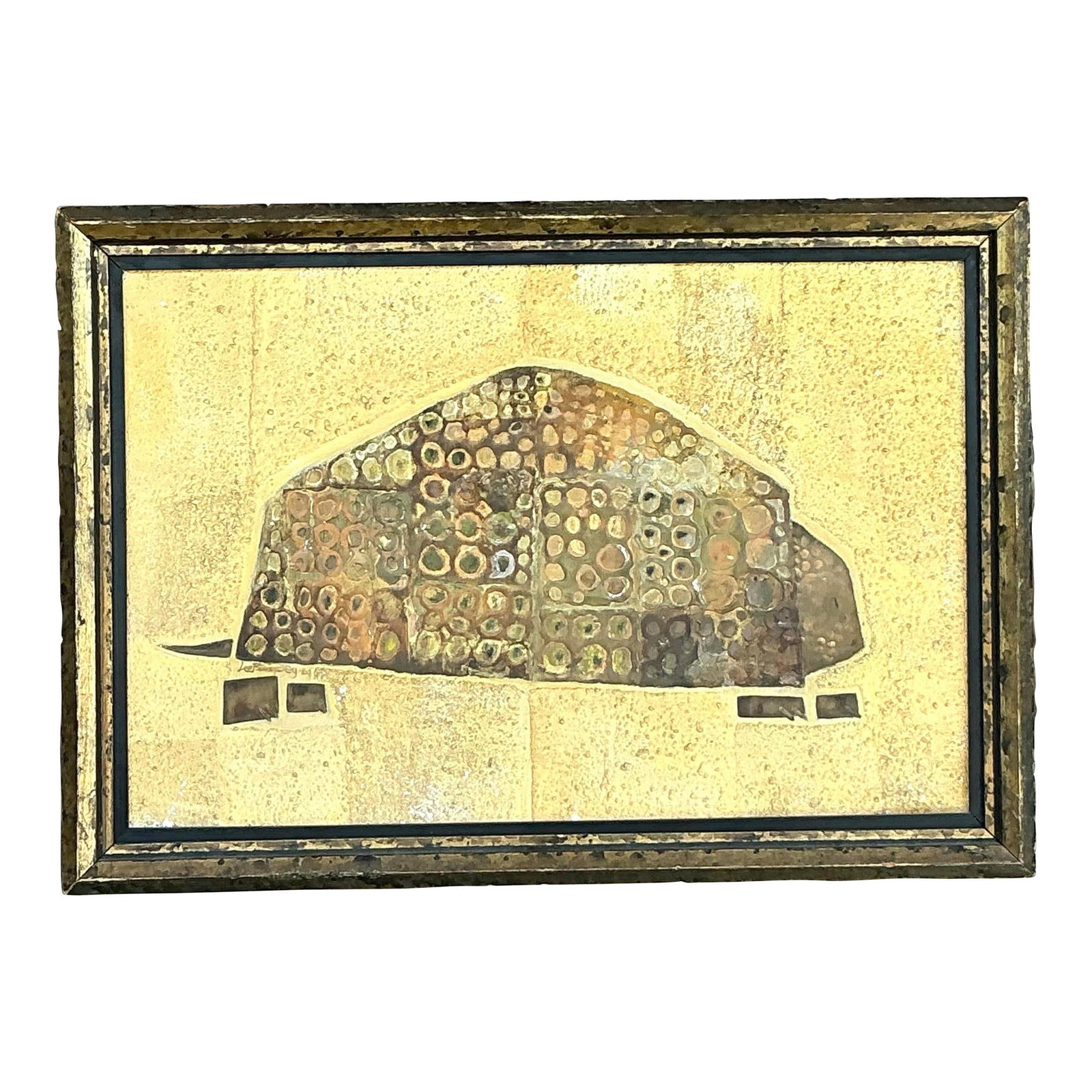 Unique Vintage Boho 1964 Mixed Media Armadillo Art (1 of 6)