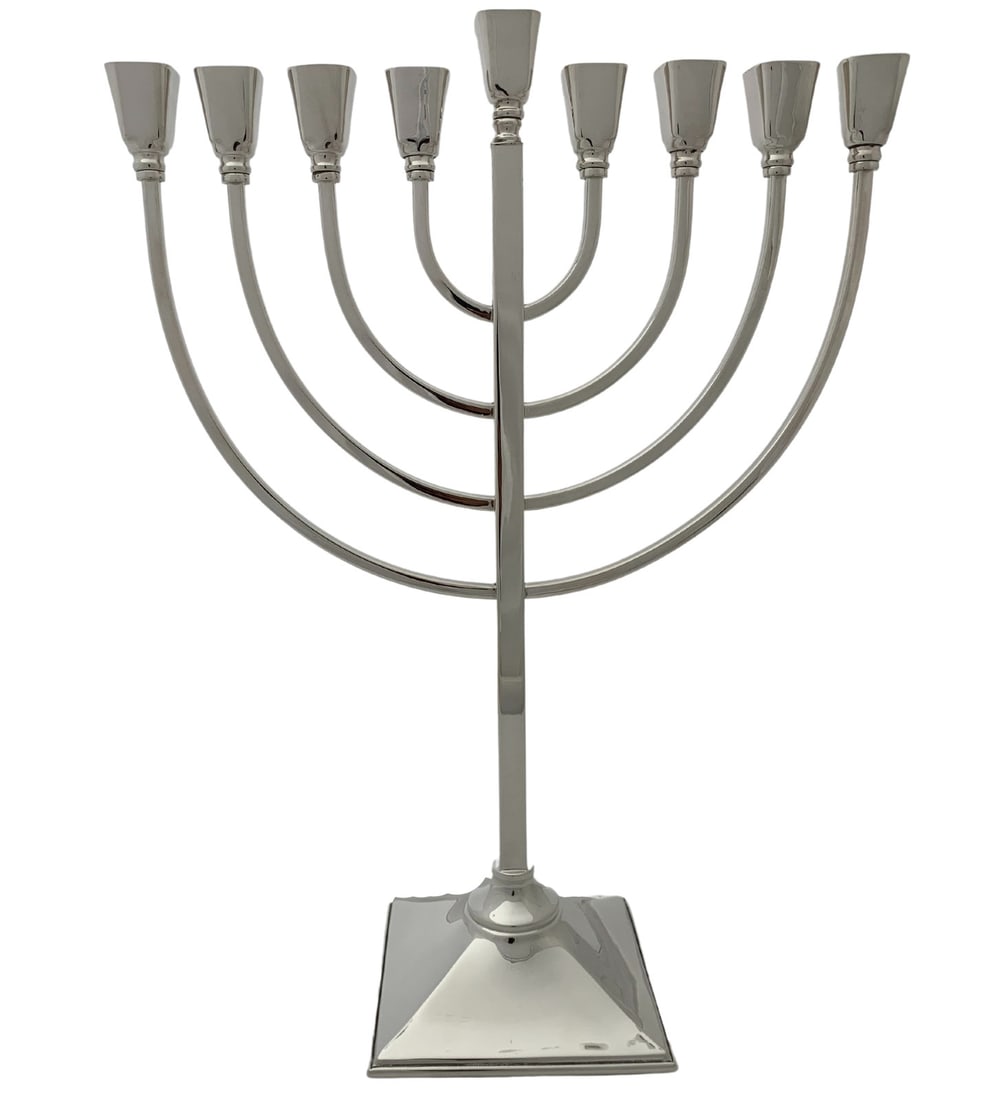 Italian Handmade 925 Sterling Silver Modern Hanukah Menorah Shiny Sleek Design (1 of 3)