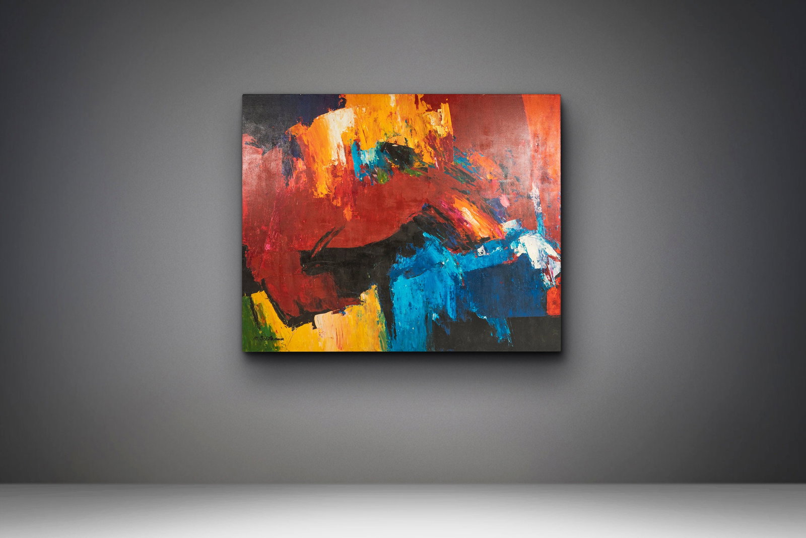 Mimi Schillemans Signed Abstract Print Vishaya 1/99 Oil Canvas 1980s: Mimi Schillemans Signed Abstract Print Vishaya 1/99 Oil Canvas 1980s Experience the allure of abstraction with this captivating oil canvas painting print titled "Vishaya" by renowned artist Mimi Schil