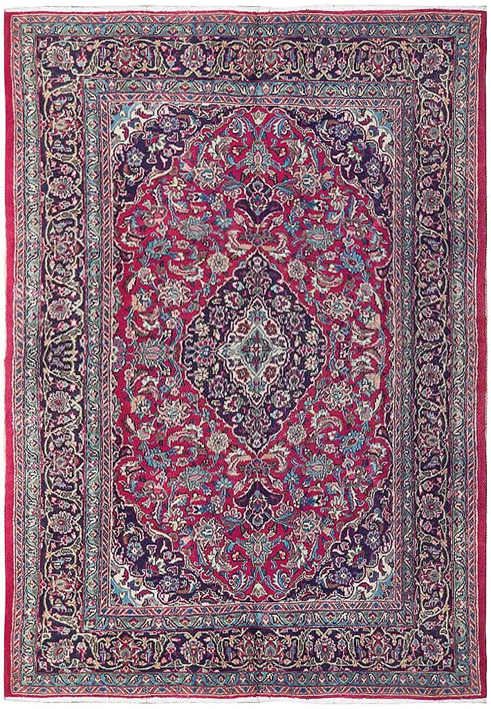 Handwoven 6.6 x 9.2 Red Semi-Antique Persian Kashan Rug from Iran (1 of 6)