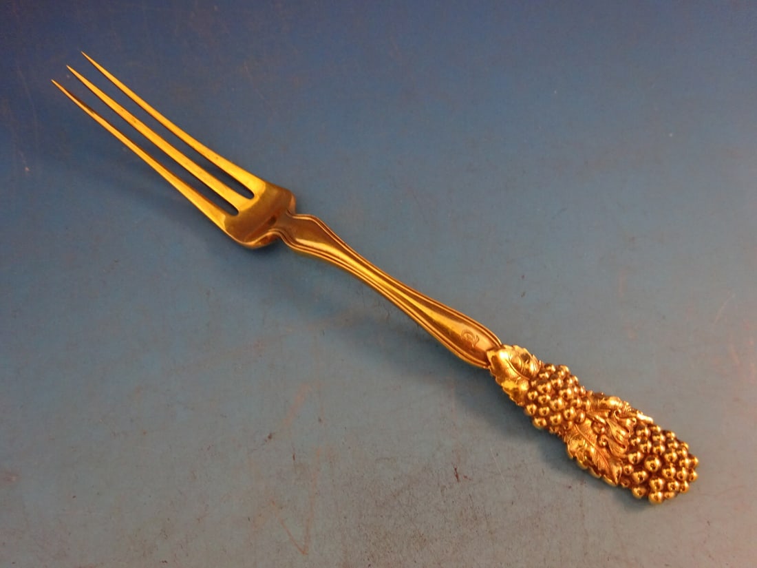 Tiffany & Co Blackberry Sterling Silver Vermeil 6" Fruit Fork 3-Tine (1 of 4)