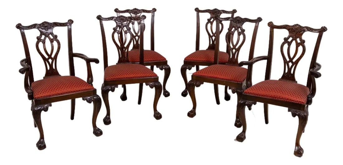 Set of 6 Chippendale Mahogany Dining Chairs by Hickory Chair Co (1 of 10)