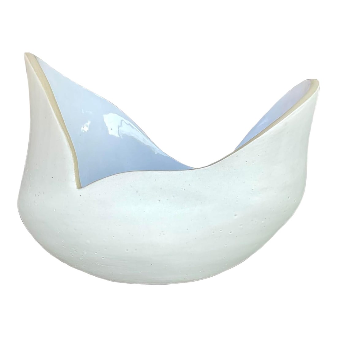 Vintage Boho Signed Ceramic Biomorphic Bowl White 10.25 x 8 x 7.75 (1 of 10)