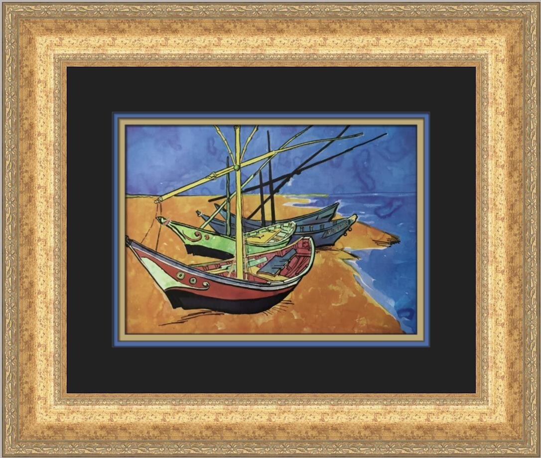 Vincent Van Gogh Boats At Les Sainte-Maries Custom Framed Art Print (1 of 2)