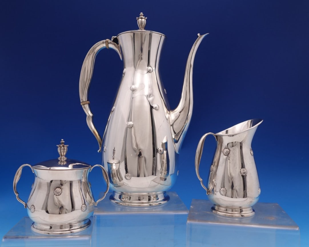 Reed and Barton Far East Sterling Silver 3 Piece Tea Set (1 of 13)