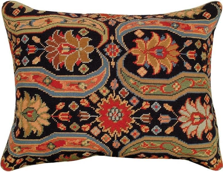 Vibrant 16x20 Afshar Needlepoint Pillow Cotton Velvet (1 of 1)