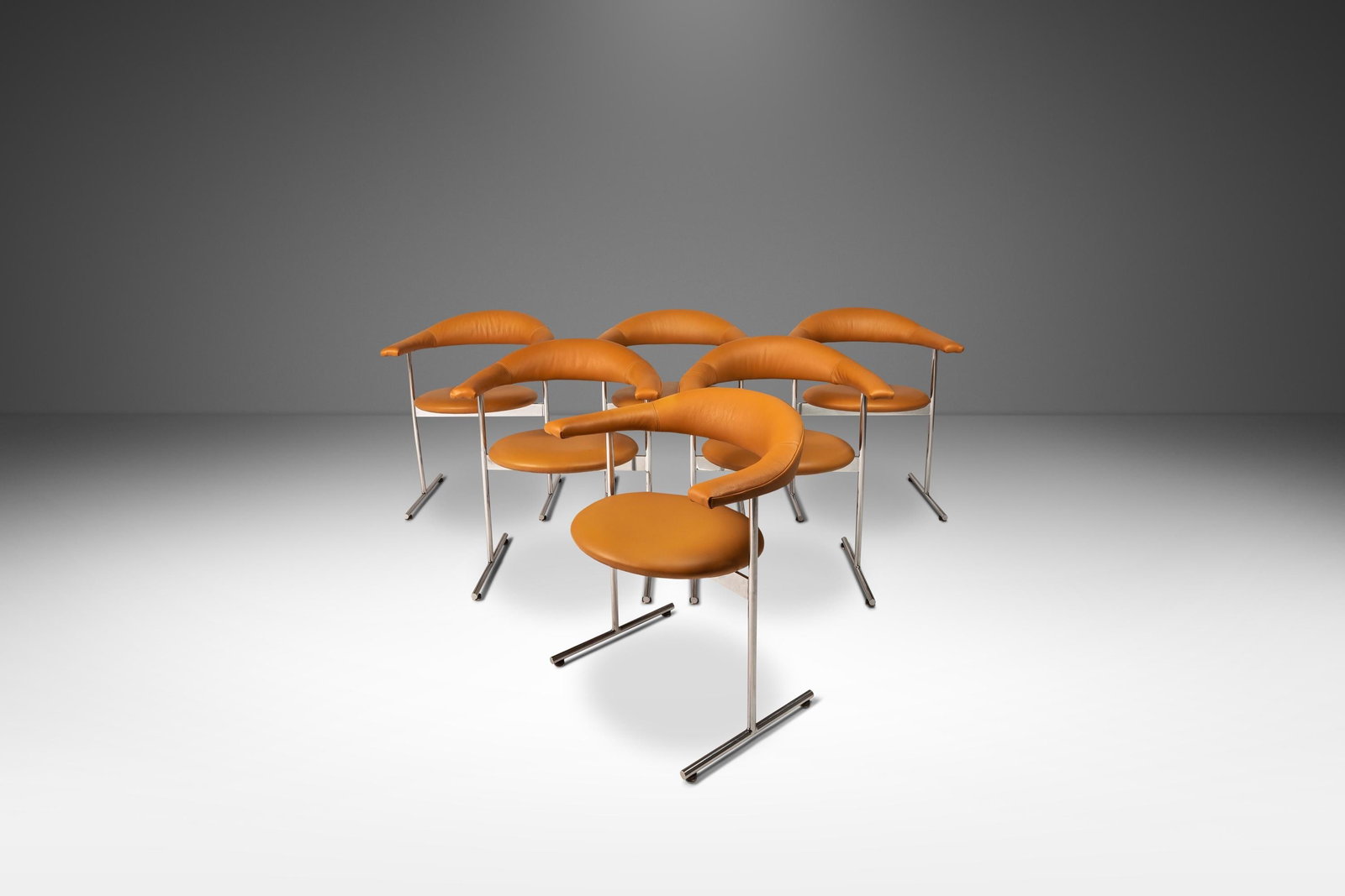 Rare Set of 6 Model 037 Airport Chairs by Geoffrey D. Harcourt for Hans Kaufeld (1 of 10)