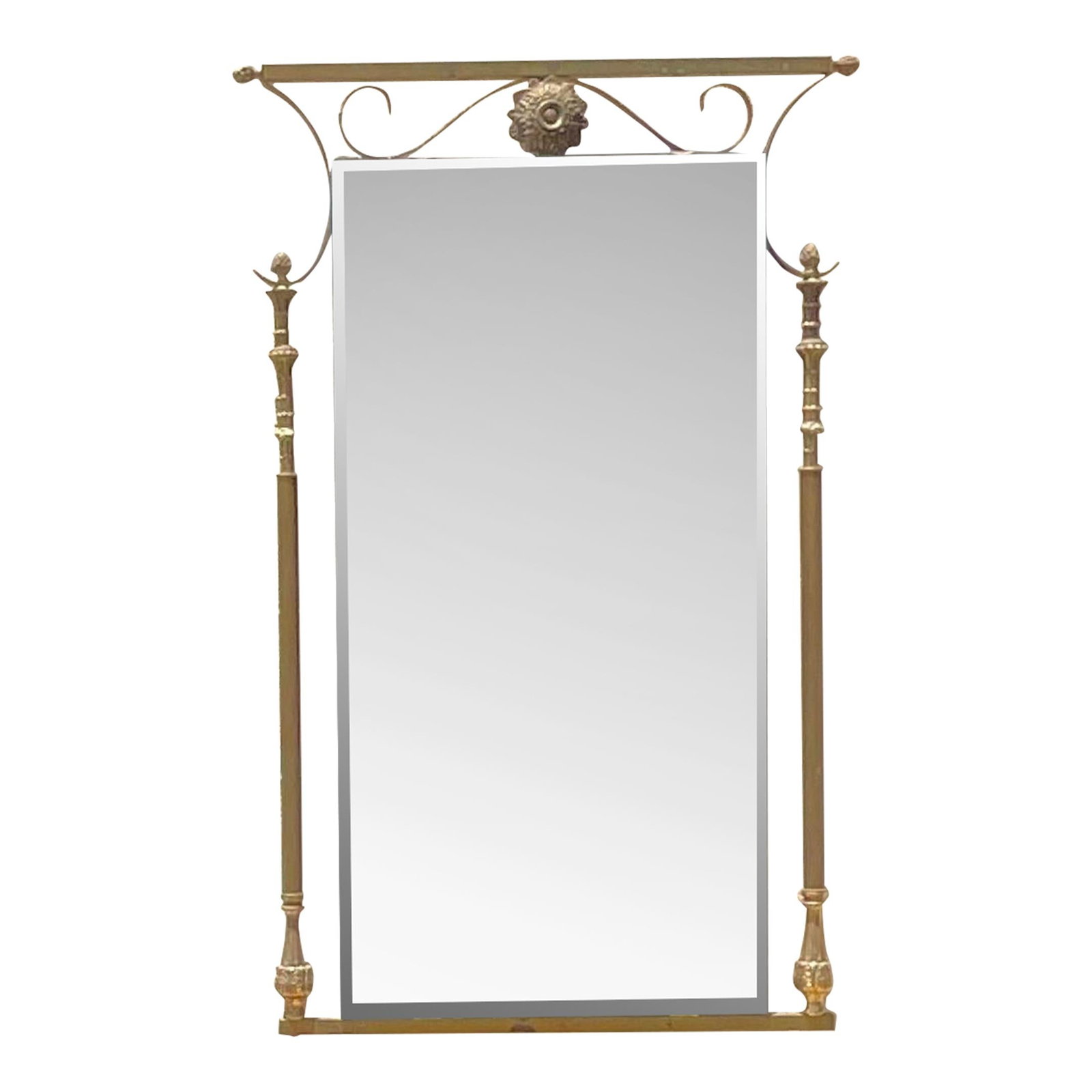 Vintage Mid-Century Modern Brass Column Mirror USA Crafted 45.75" (1 of 5)