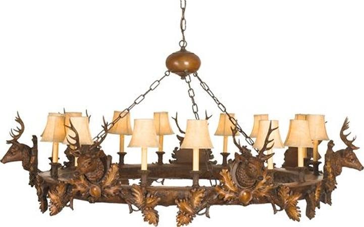 Old-World Lodge Style Stag Head Bowl Chandelier 35H 60W 60D: Old-World Lodge Style Stag Head Bowl Chandelier 35H 60W 60D Illuminate your space with this exquisite Old-World Stag Head Chandelier, a stunning piece that combines rustic charm with elegance. This bo