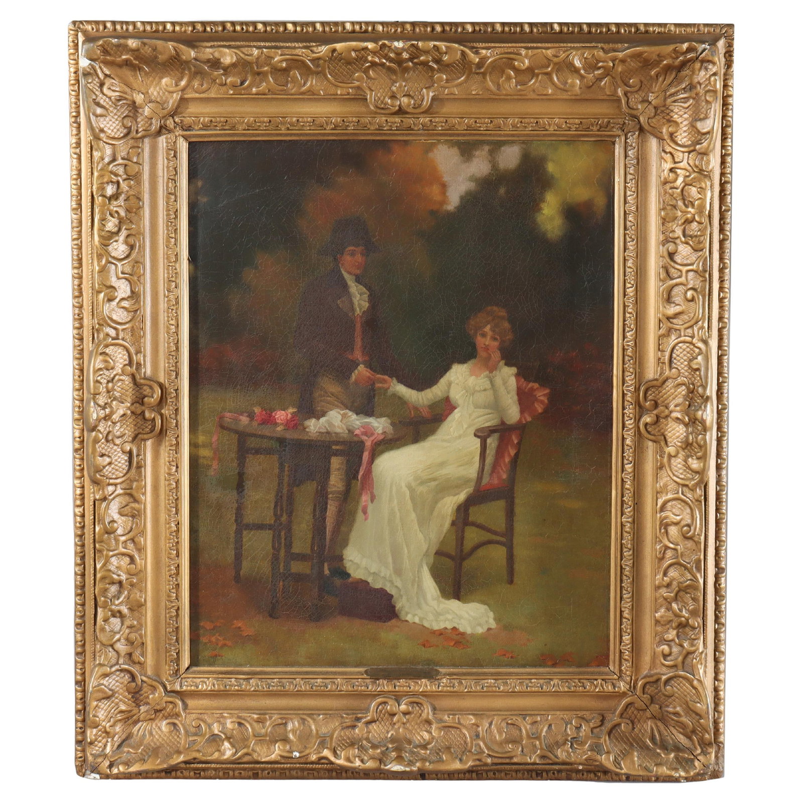 Antique Oil Painting 'The Proposal' by H. Bland Sparks c1890 (1 of 12)
