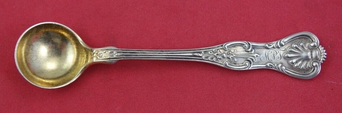 Dominick & Haff King Sterling Silver Salt Spoon Gold Washed 4 1/8" (1 of 2)