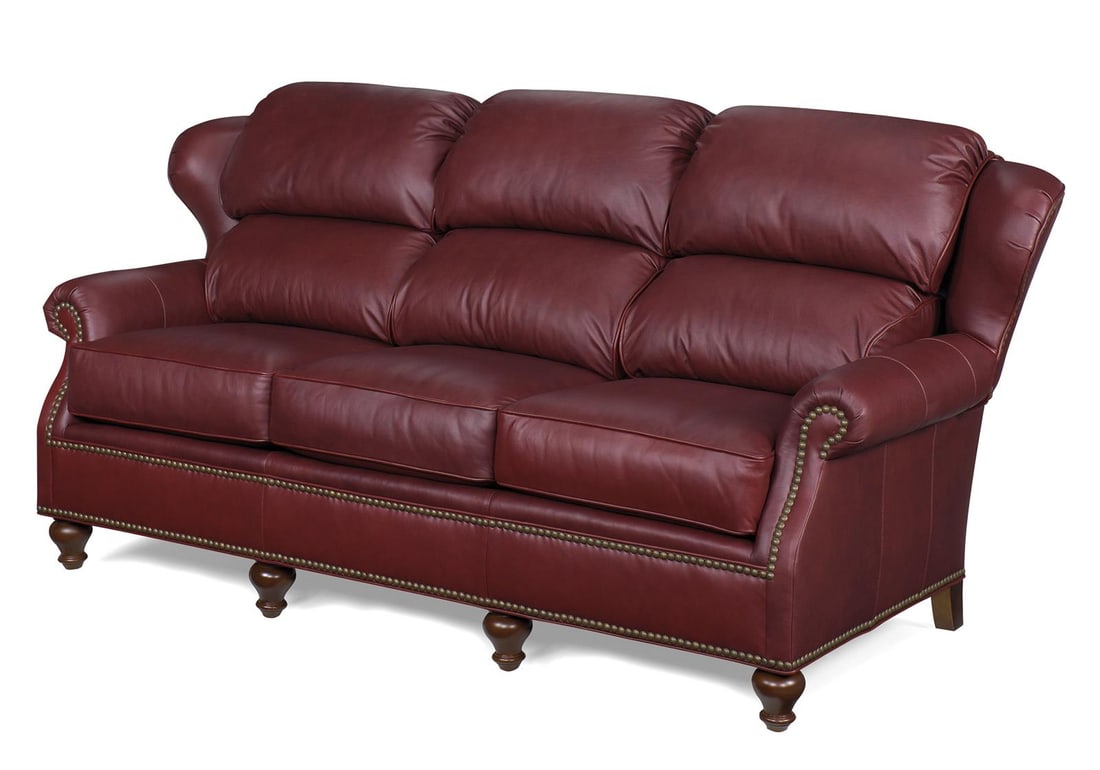Handcrafted Maroon Leather Sofa English Traditional Style (1 of 1)