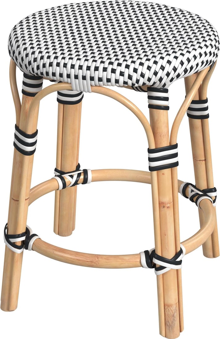Butler Tobias Round Rattan Stool Natural Finish Modern Design (1 of 6)