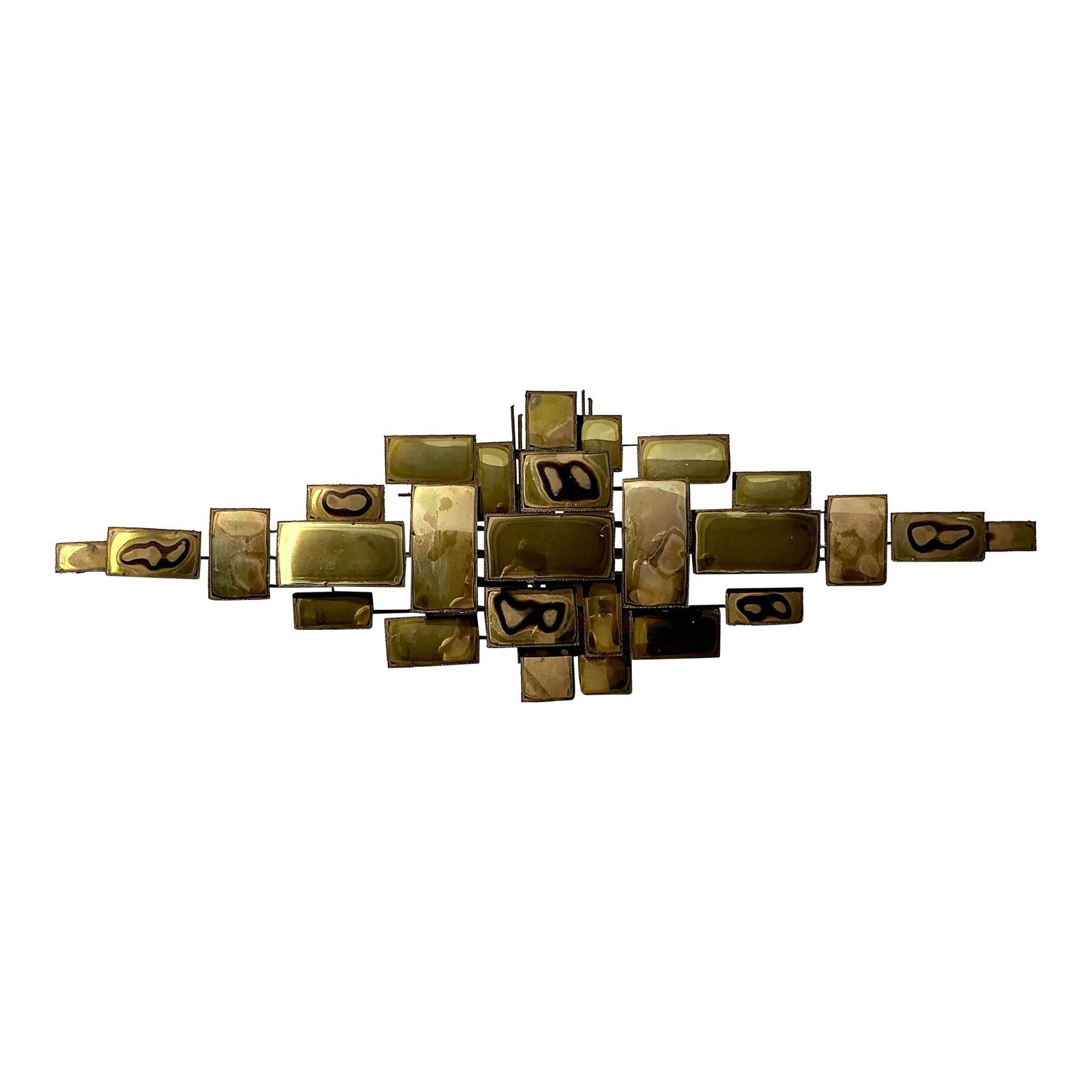 Vintage Boho Torch Cut Brass Wall Sculpture 55 x 18 Mid-Century Modern (1 of 6)