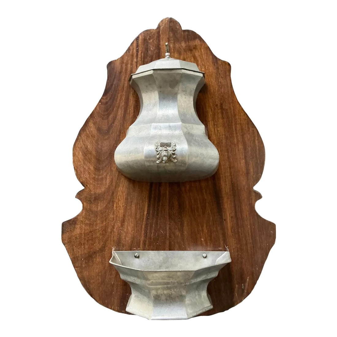 Regency Revival Wall Lavabo Pewter Finish on Wood Faceted Octagonal Design (1 of 8)