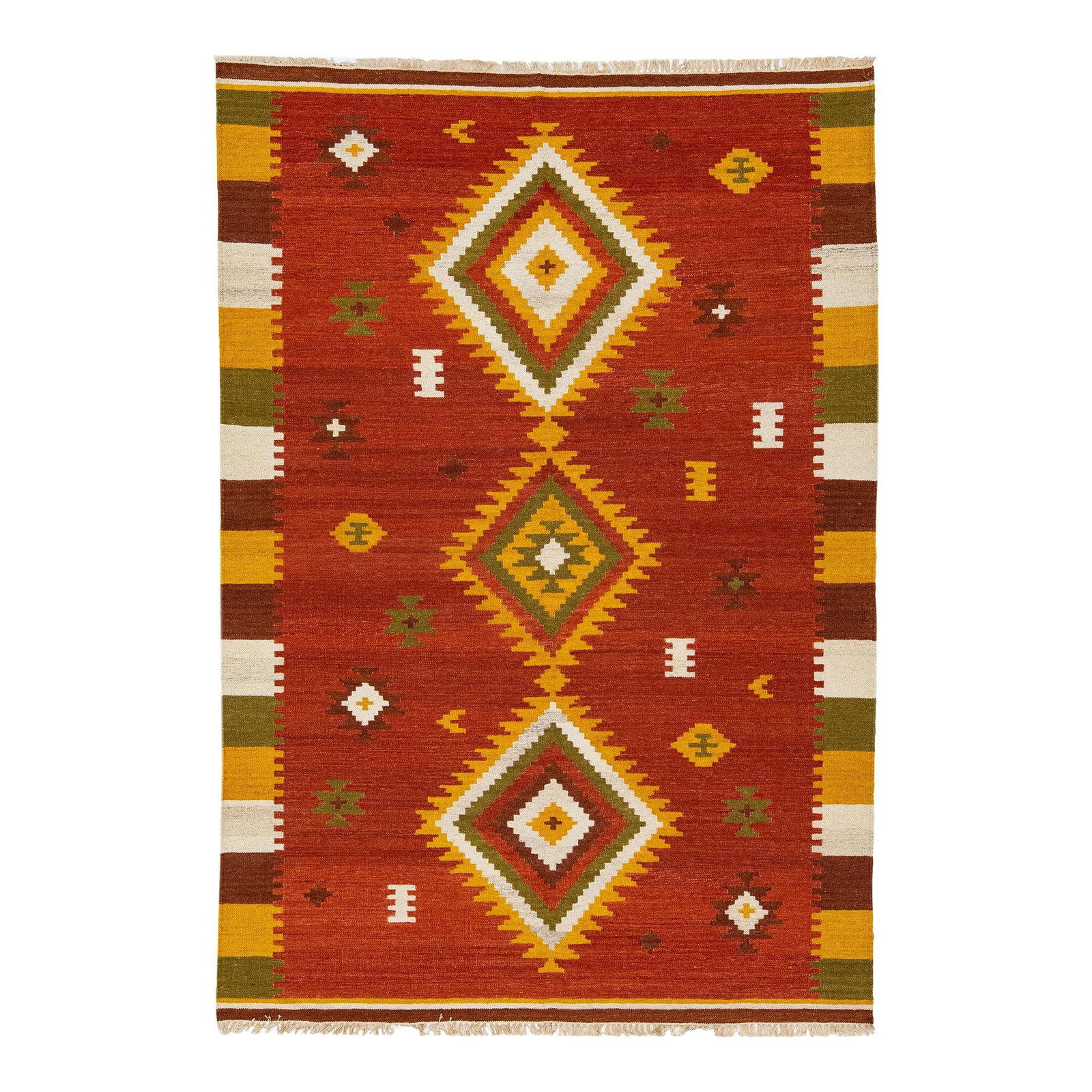 Handmade Modern Kilim Wool Rug Multicolor Geometric Design 5'8 x 8'2: Handmade Modern Kilim Wool Rug Multicolor Geometric Design 5'8 x 8'2 Enhance your living space with this stunning Modern Kilim handmade wool rug, featuring a vibrant multicolor geometric design. Perfe