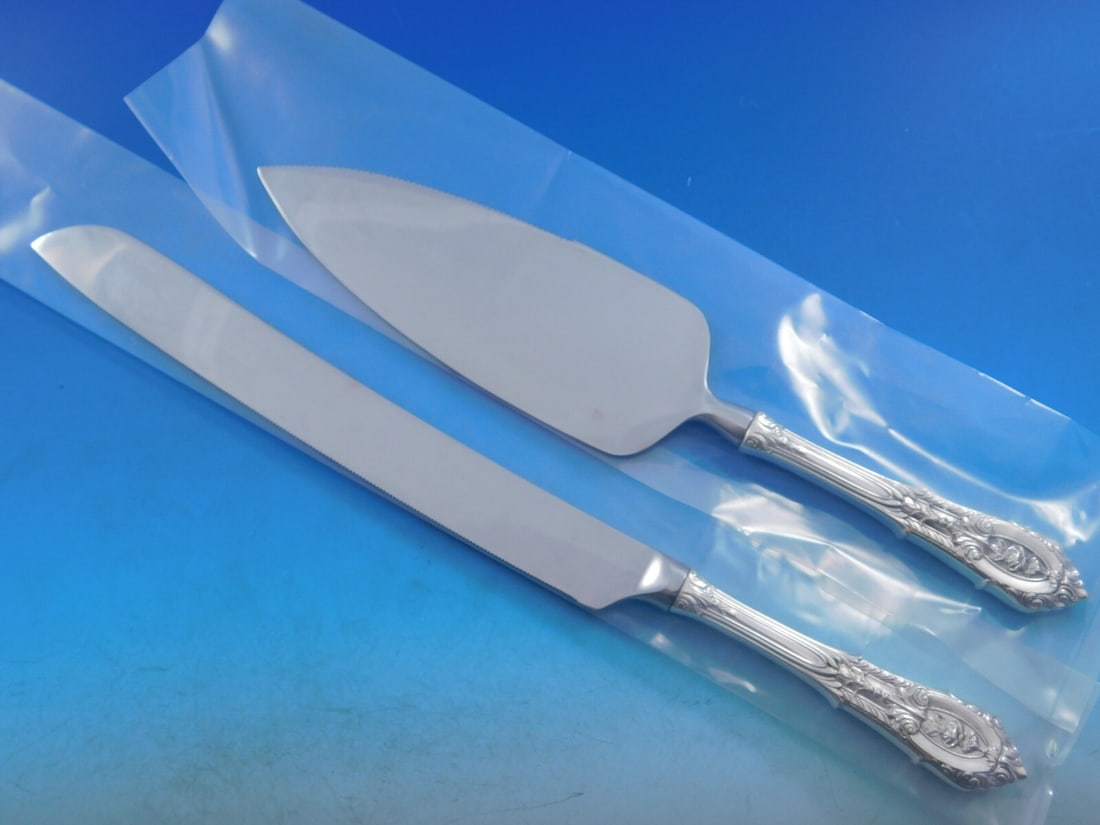 Wallace Rose Point Sterling Silver Wedding Cake Set 2pc Custom (1 of 8)