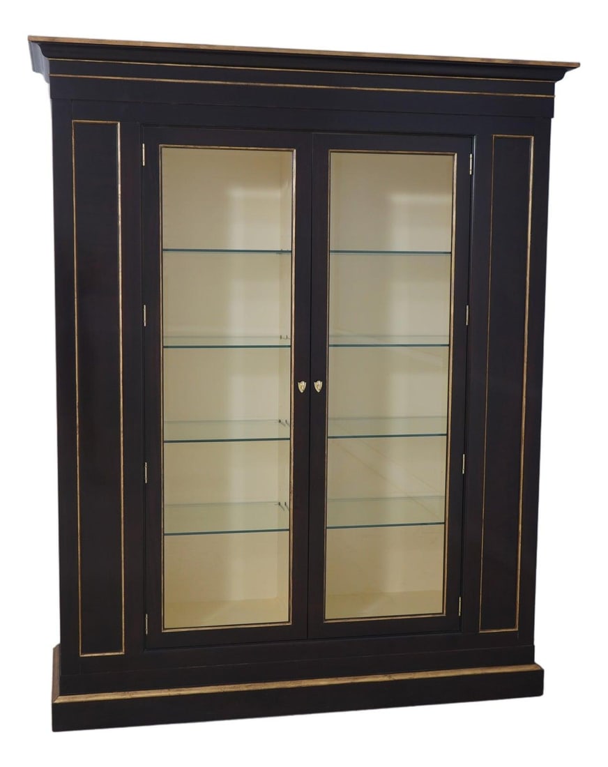 Baker Hollywood Regency Cabinet Mahogany Lighted Interior Beveled Glass (1 of 10)