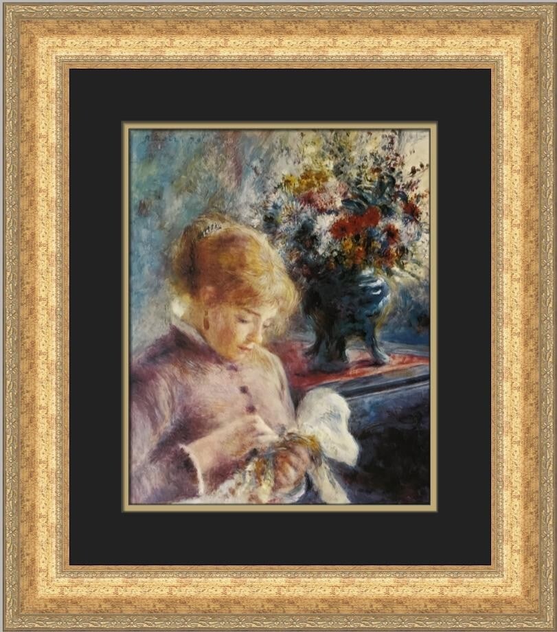 Pierre-Auguste Renoir Young Woman Sewing Custom Framed Art Print (1 of 2)