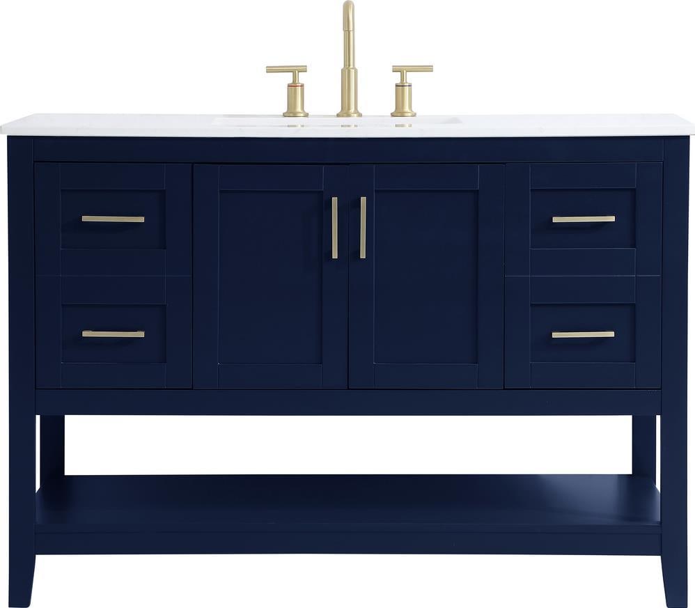 Elegant Lighting Blue Gold Vanity Dressing Table 34H 48W 22D (1 of 1)