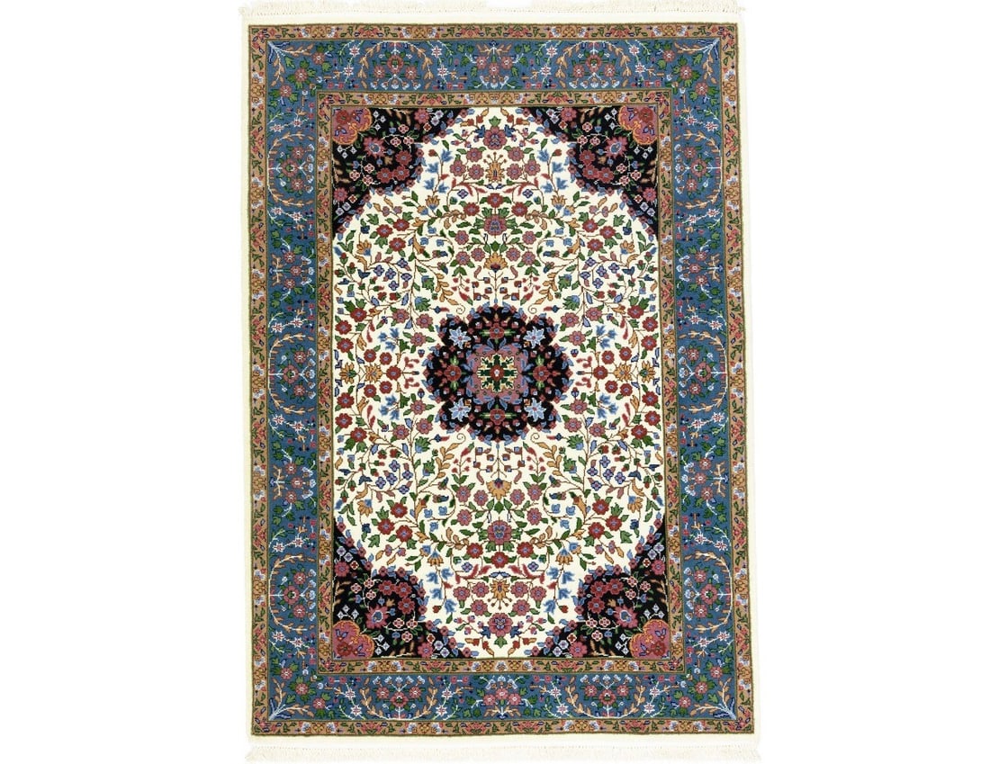 Hand-Knotted 4'2" x 5'11" Kirman Floral Wool Area Rug (1 of 18)