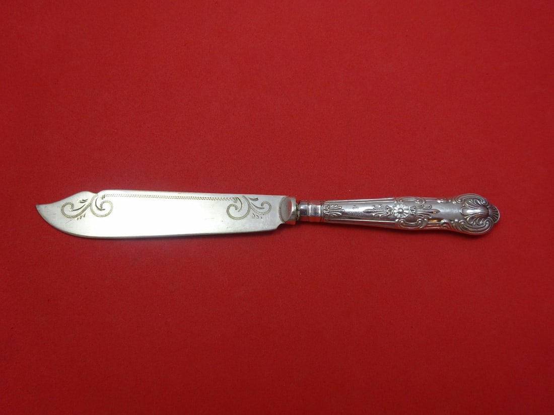 Queens Pattern C H Beatson Sterling Silver Fish Knife 8 1/2 Inch (1 of 2)