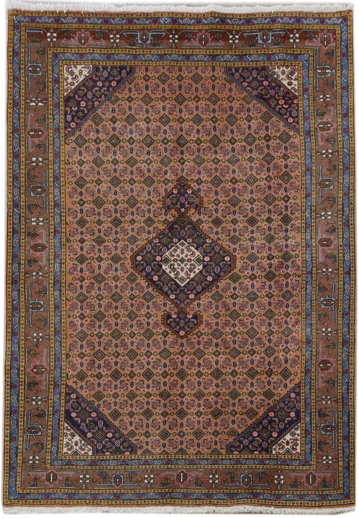 Handmade Persian Ardebil Rug 7' x 11' Pinkish Brown Artisan Crafted (1 of 6)