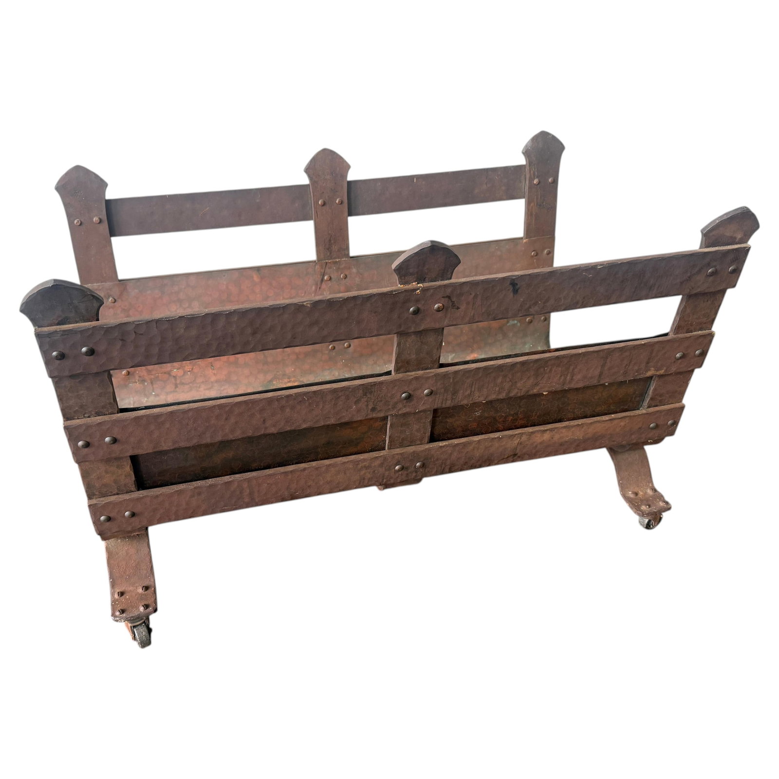 Arts and Crafts Era Copper and Iron Fireplace Log Holder Circa 1910 (1 of 13)