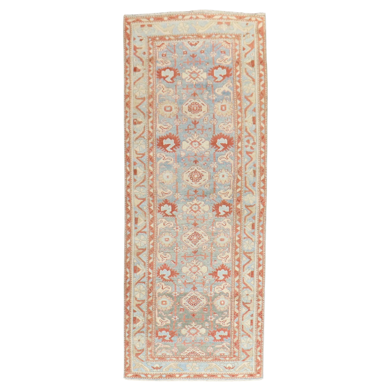 Zabihi Collection Antique Persian Malayer Runner 40 x 104 in Wool Hand-Knotted: Zabihi Collection Antique Persian Malayer Runner 40 x 104 in Wool Hand-Knotted Explore the exquisite beauty of this Blue Antique Persian Malayer Runner, a stunning addition to your home decor. This ha