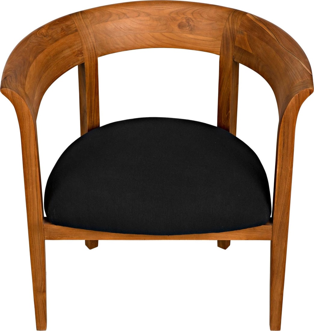 Noir Webster Teak Armchair Black Satin Finish Transitional Style (1 of 15)