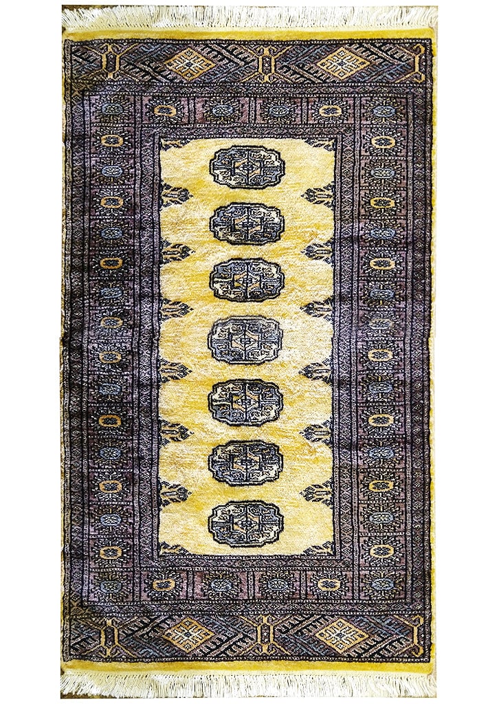 Handmade Bokara Area Rug 3' x 4' Butter Yellow Wool (1 of 7)