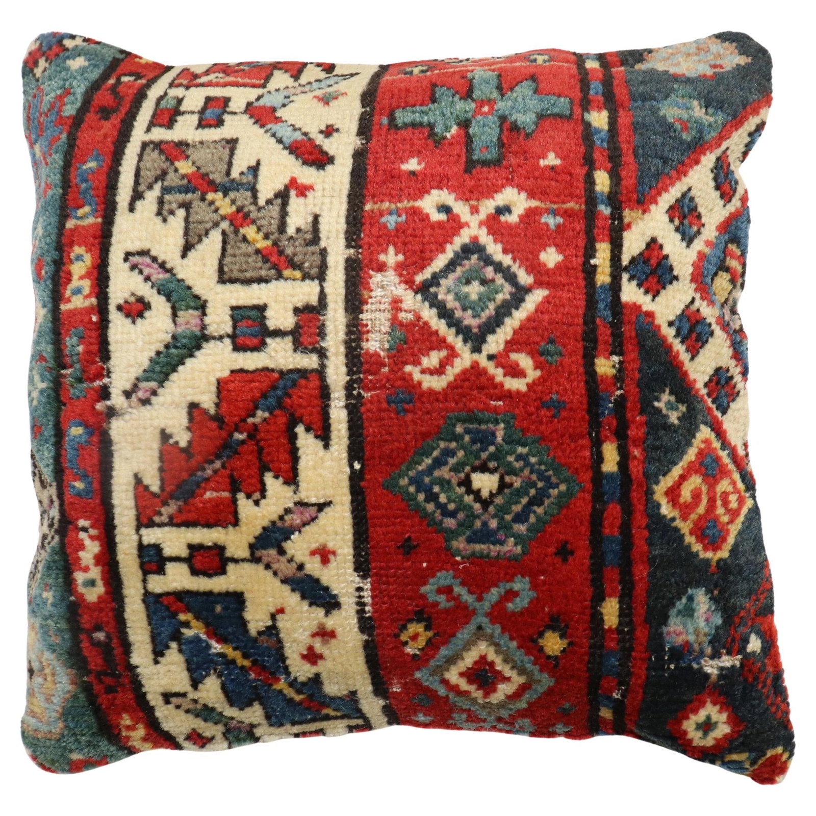 Rustic Hand-Knotted Caucasian Rug Pillow 16x16 (1 of 4)
