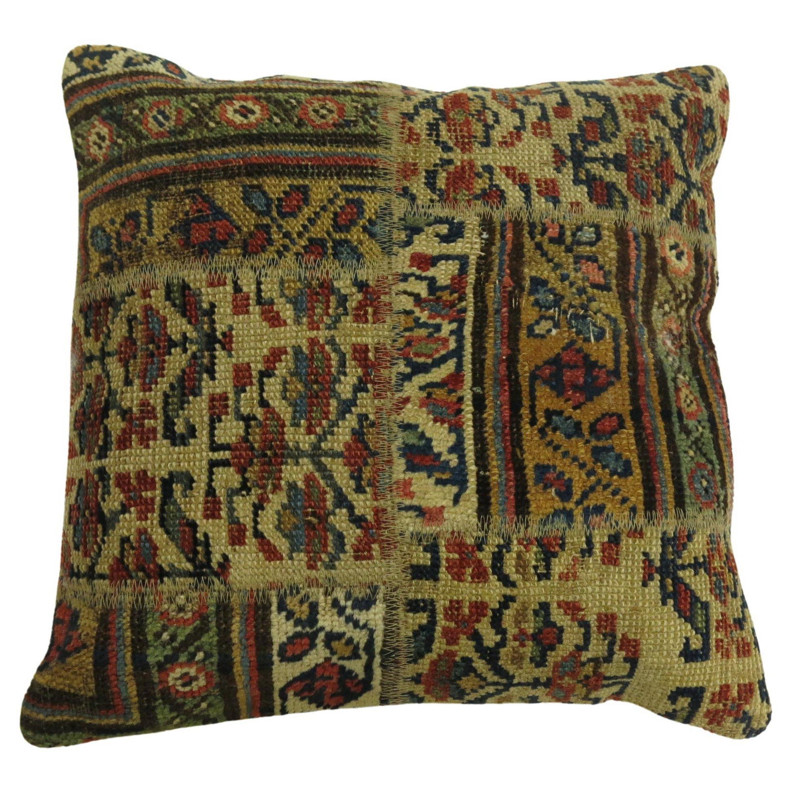 Tribal Patchwork Kurdish Rug Pillow 17 x 18 in 20th Century (1 of 4)