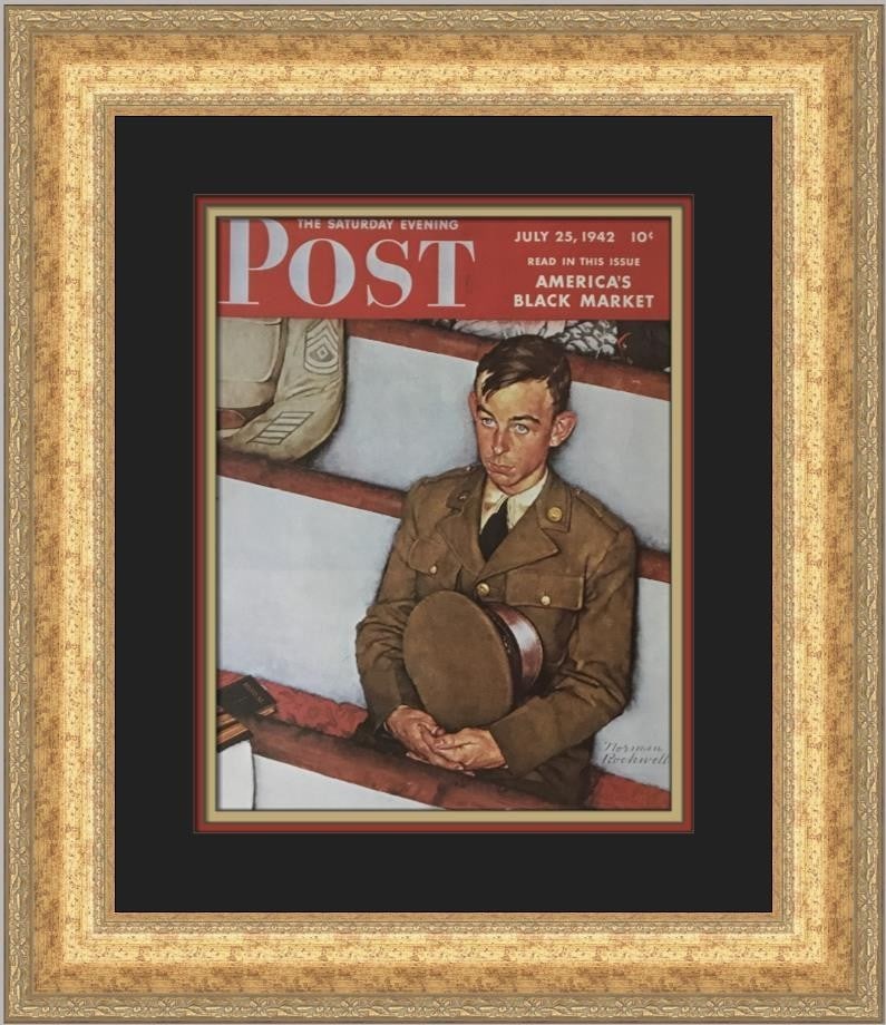 Norman Rockwell Willie At Prayer Custom Framed Print 1979 Americana (1 of 2)