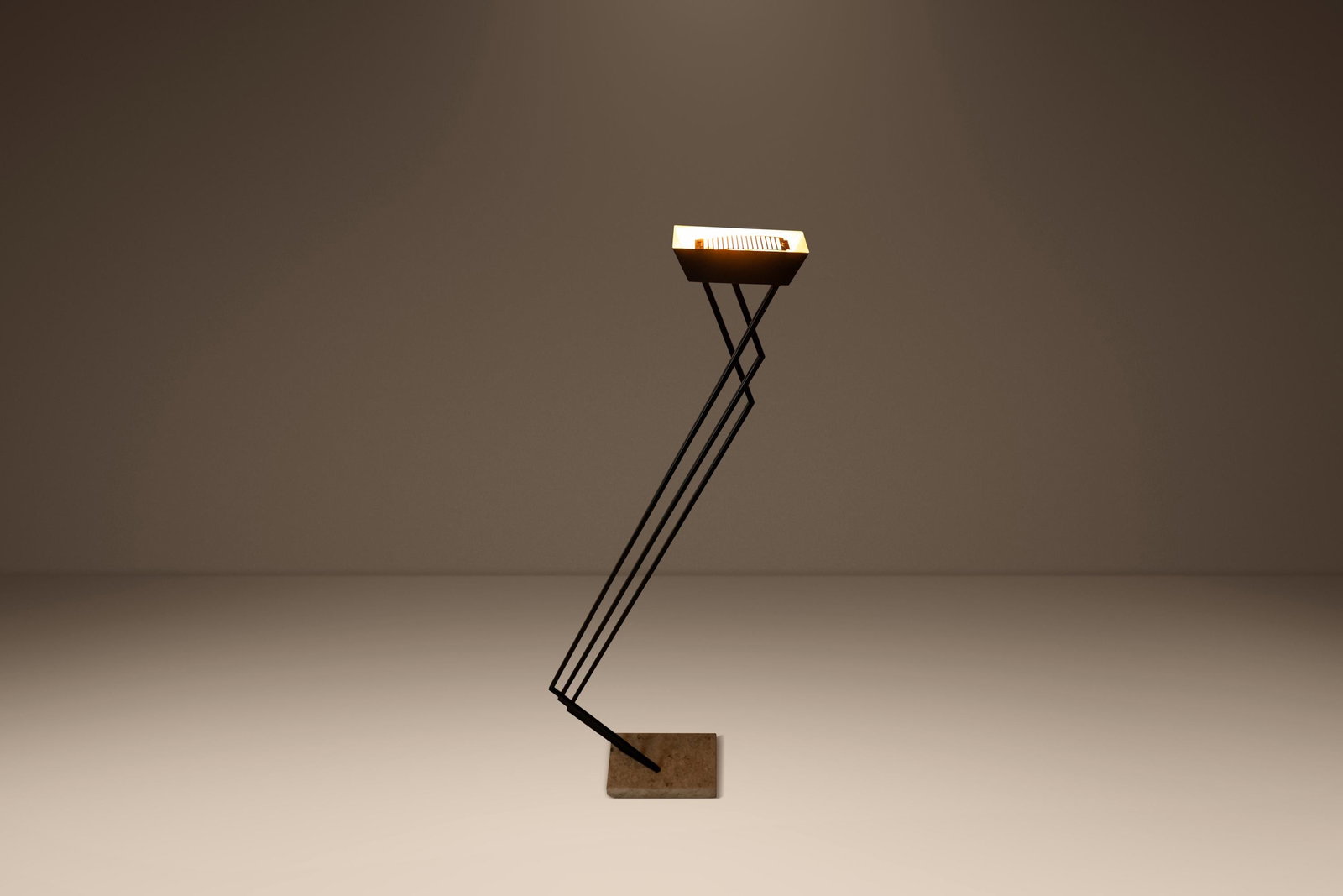 Italian Cantilever Floor Lamp with Travertine Base Postmodern 1980s 6 Foot Freestanding (1 of 15)