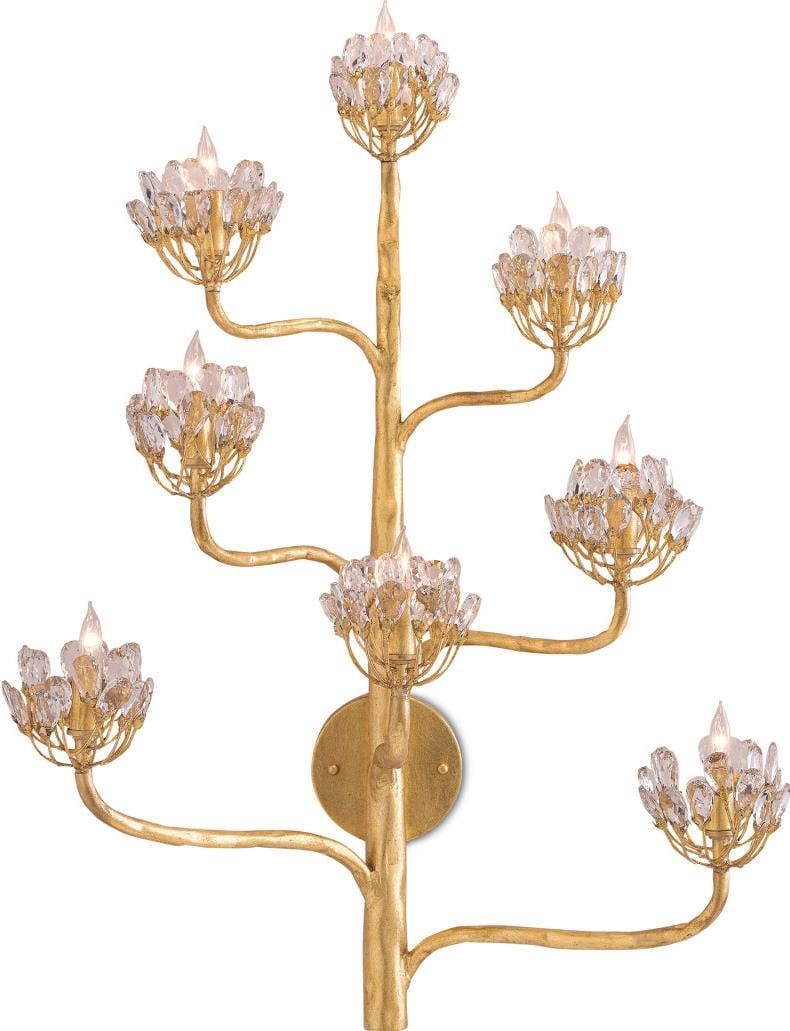 Currey Agave Americana Wall Sconce Dark Gold Leaf Crystal Wrought Iron 8 Bulb: Currey Agave Americana Wall Sconce Dark Gold Leaf Crystal Wrought Iron 8 Bulb Illuminate your space with the exquisite Agave Americana Sconce, a stunning wall fixture that combines elegance and functi