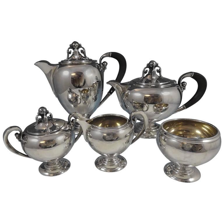M Fred Hirsch Sterling Silver 5-Piece Tea Set Mid-Century Modern (1 of 9)