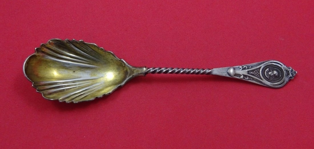 Albert Coles Sterling Silver Medallion Sugar Spoon Twist Handle (1 of 1)