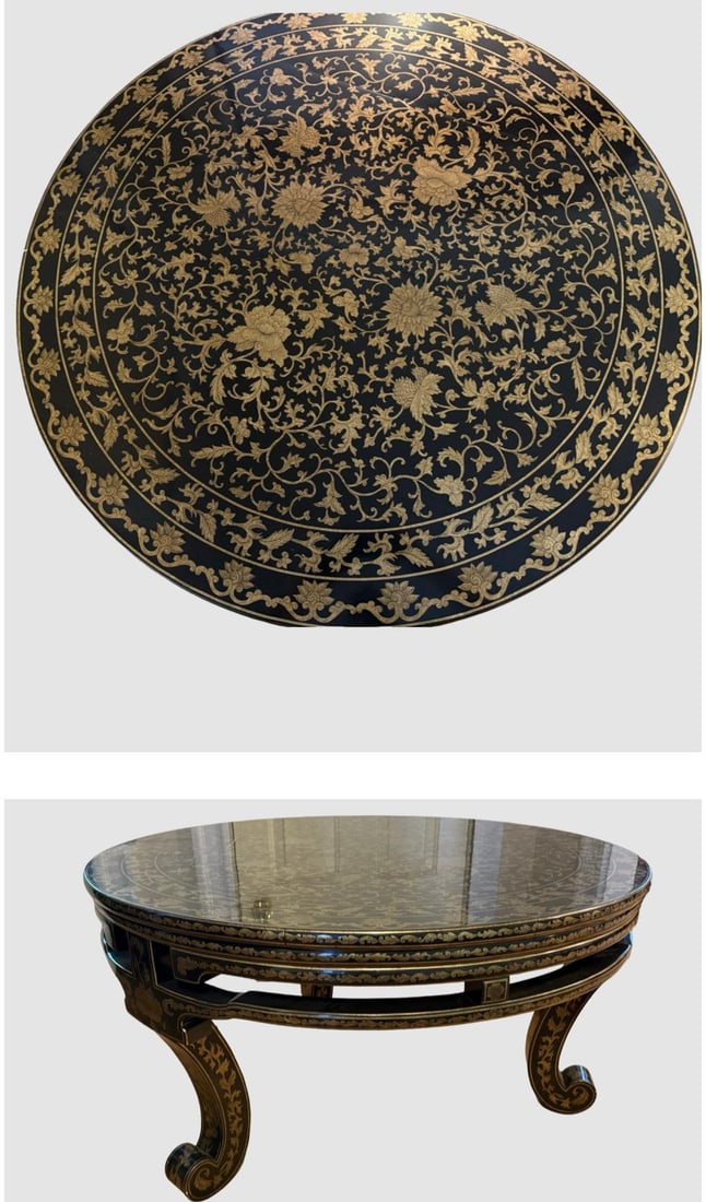 20th Century Anglo-Indian Black Lacquer Parcel-Gilt Circular Table (1 of 10)