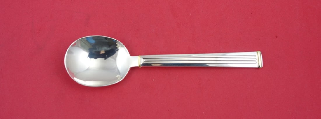 Christofle Triade Gold Accent Silverplate Cream Soup Spoon 6.5" (1 of 2)