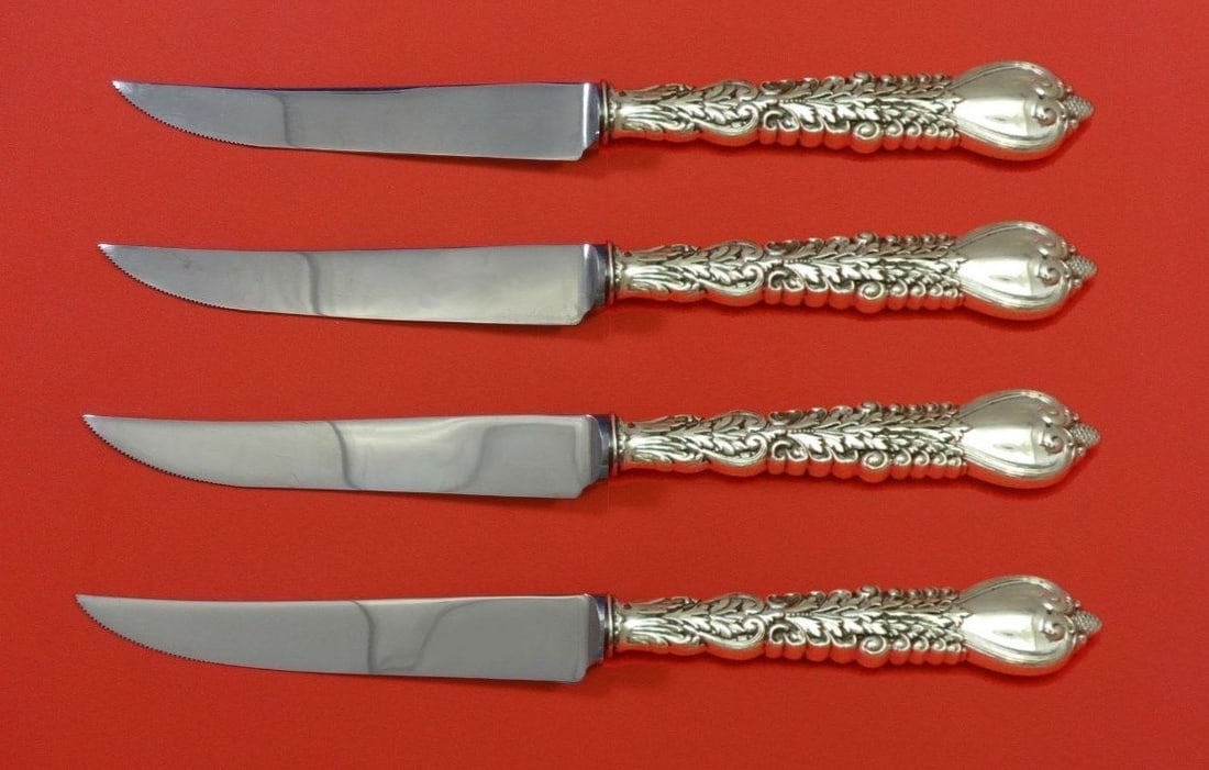 Tiffany & Co. Florentine Sterling Silver Steak Knife Set 4pc Custom (1 of 2)